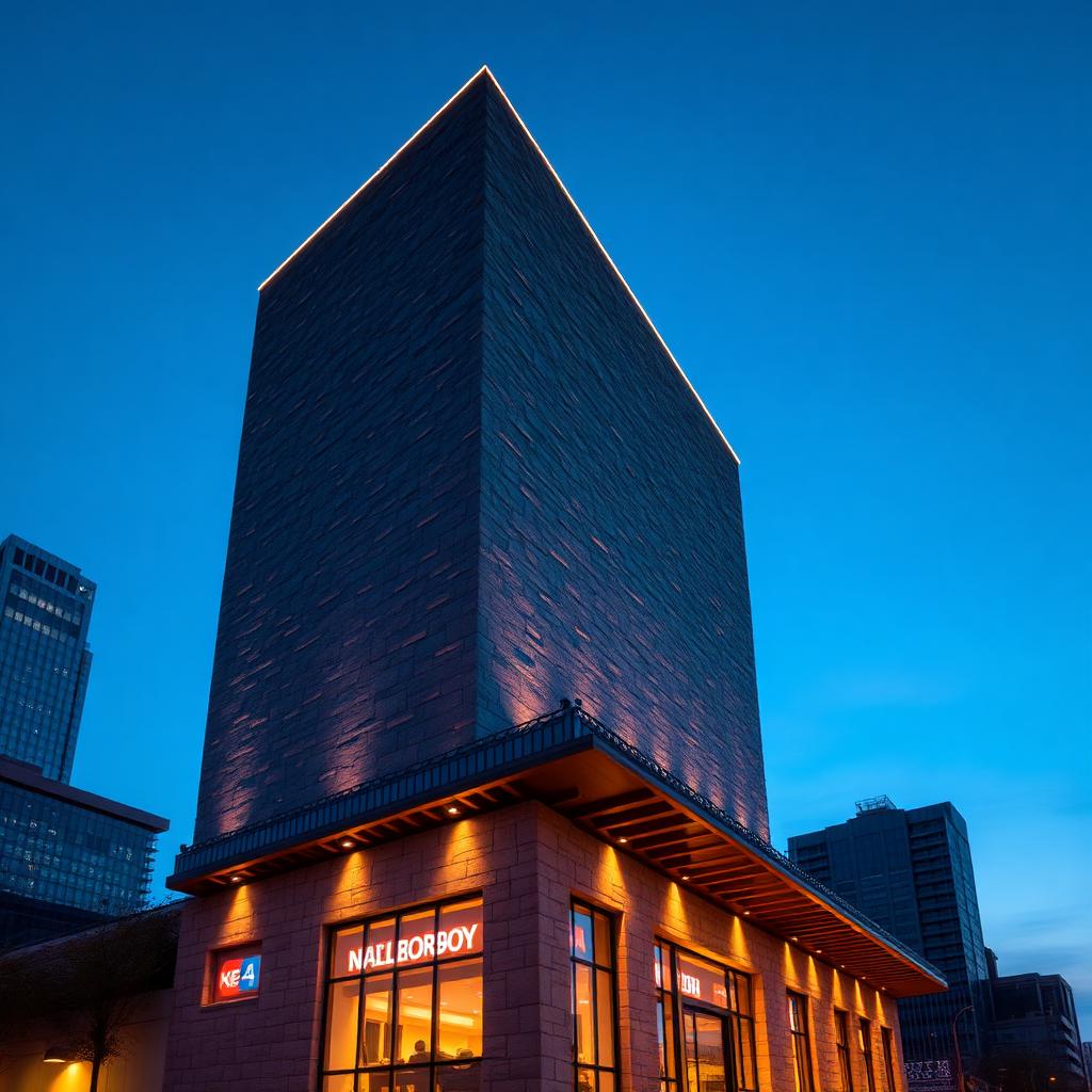 Iconic landmark building at dusk